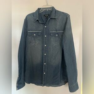 True Religion Blue Denim Button-Up